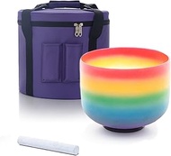 KVKA 528hz Rainbow Crystal Singing Bowl 8 Inch C Note Root Chakra Sound Bowl with Travel Heavy Duty 