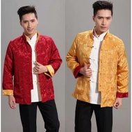 Men Samfu Traditional Costume Dragon Samfu Plus Size Chinese New Year Clothes Sam Fu Baju Raya