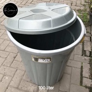 Ember taiwan 100liter / tong air jumbo / tempat sampah jumbo silver / ember serbaguna