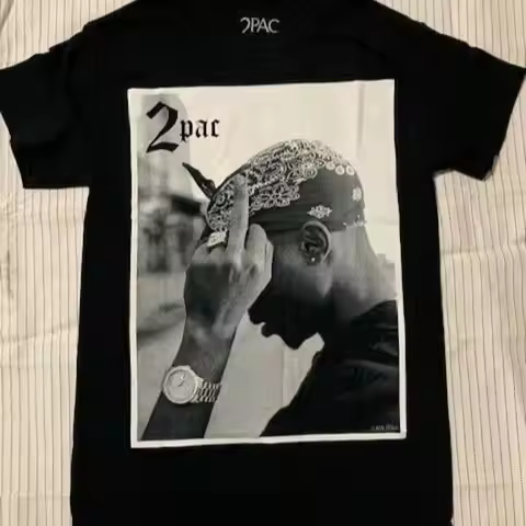 2Pac ORIGINAL T SHIRT SHAKURT Rap Hip Hop tee Adult Black