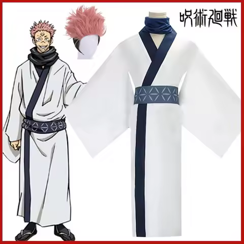 Anime Jujutsu Kaisen Ryomen Sukuna Cosplay Costume Kostuum Pruik Japan White Kimono Wig Outfits Hanf