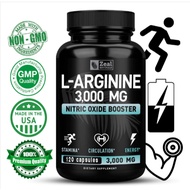 ZEAL NATURALS L-Arginine 3000 mg 30 Capsules, Maximum Dose L-Arginine Nitric Oxide Supplement - Nitr