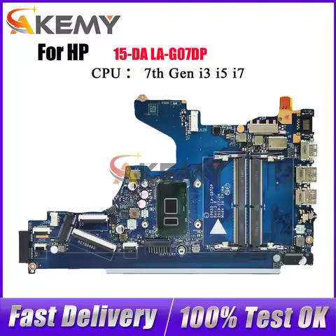 LA-G07DP Laptop Motherboard For HP Pavilion 15-DA 250 G7 With i3 i5 i7 7th 8th Gen CPU DDR4 L20369-6
