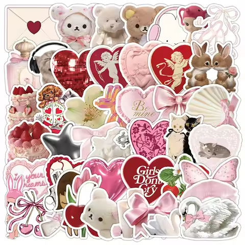 10/30/50pcs ​Cute Pink Girls Stickers Ins Style Coquette Cartoon Decoration DIY Skateboard Fridge Gu