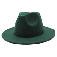 Ladies Men's Woolen Fedora Hat with Leather Ribbon Gentleman Elegant Ladies Wide Brim Hat Jazz Churc