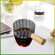 [Wishshopeelxl] Espresso Cups with Wood Handle 90ml Espresso Measuring Cup Glass for Office