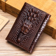 100%Leather men's wallet, leather short multi card bag, leather men's wallet, crocodile patterned wa