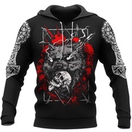 Viking Hoodie 3 D - Odin - Fenrir Wolf
