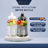 1500ML Water Bottle with Straw 1500ML Botol Air dengan Straw 带吸管水瓶
