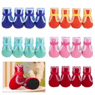Alilin Antiskid Warm Dog Shoes Set Waterproof Dog Shoes Outdoor Walking Dog Shoes
