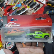 Majorette Ford F-150 Ranger Raptor with Trailer Boat open hood green not hotwheels team transport to