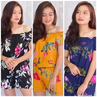 Sweet Honey ~ Jumpsuit Pendek Bali Model Sabrina Jamsut Wanita Maura Etnik dan Flower COD Bayar di T