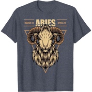 Men's cotton T-shirt Aries Ram Zodiac Sign Symbol Astrology Dates T-shirt T-Shirt