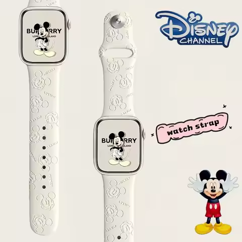 Disney Mickey Apple iwatch S10 Watch with ApplewatchS9 Watch Strap 8/7/6 Cute Cartoon Fashion Print 