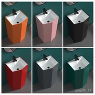 W-S&Nordic Floor-Standing Basin Matte Black Gray Green Wash Basin Ceramic Wash Basin Integrated Floo