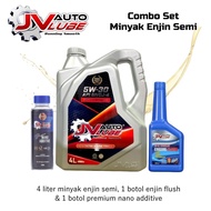 [Combo Deal] JV Auto Lube Set 5W-30 Semi (4 Liter) + Engine Flush (1 Bottle) + Premium Nano Additive