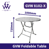 GVW Round Stainless Steel Foldable Table Working Table Dining Table Meja Lipat Meja Makan