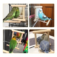 Bird Mirror with Perch, Bird Perch Mirror Toy Stand Bird Toy for Parrot Parakeets Cockatiels Cage