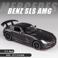 【WJ】โมเดลรถเมอร์เซเดสเบนซ์1: 32 SLS AMG รถโลหะผสมหล่อขึ้นรูปดีดกลับสี่ประตูมีเสียงและไฟของขวัญเด็กผู