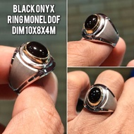 YEMEN AGATE STONE RING SMALL BLACK ONYX MONEL DOFFRing
