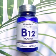21% Sale!!! EXP.02/26 วิตามินบี Vitamin B12 1000mcg 220 Tablets (PipingRock®)