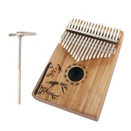 17 Keys Kalimba Bamboo Thumb Piano Magpie Pattern Kalimba Professional Finger Piano with Tuner Hammer