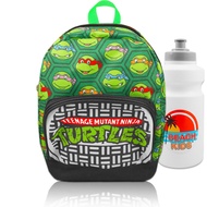Teenage Mutant Ninja Turtles Mini Backpack - 10” Canvas Backpack with Front Pocket and Bottle | TMNT