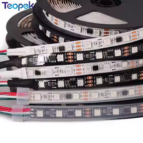 WS2811 Led Strip 30/48/60/72 Leds/m,10/16/20/24 pcs Ws2811 ic/meter,DC12V White/Black PCB, 2811 Addr