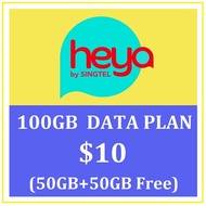 [Coupon Friendly] Heya $10 100GB 30 Days Plan Top-Up/ Mobile Top-up/ Recharge/ Singtel (Singapore)