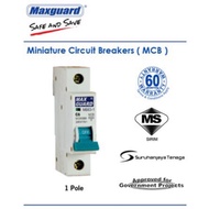 MAXGUARD 1POLE 6KA / 10KA / 16KA / 20KA / 32KA /40KA / 63KA MCB (MINIATURE CIRCUIT BREAKER)