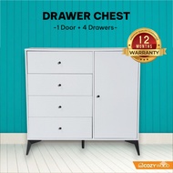 Almari Baju Laci / 4 Drawer Chest with 1 Door Legs Laci Baju storage wardrobe alamari baju murah bed