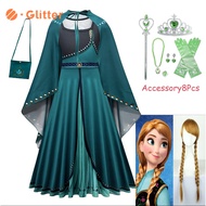 Disney Frozen 2 Elsa Anna Cosplay Costume Princess Baby Dress for Kid Girls Mesh Ball Gown Cloak Crown Wig Accessories Carnival Toddler Clothes Kids Clothing Set