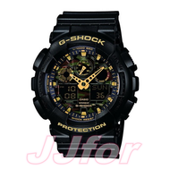 G-Shock (55mm, ตัวเรือนสีดำ, สายสีดำ) รุ่น GA-100CF-1A9DR  (Gold and Black)