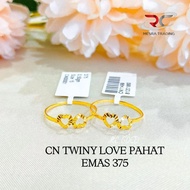 CINCIN TWINY LOVE PAHAT EMAS TULEN 375 CN BAJET EMAS 375 CN LOVE KIKIR EMAS GOLD RING 375 SIMPLE FAS