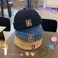 MIHAN Brimless Hat, Corduroy C Letter Kids Docker Cap,  Solid Color Warm Fabric Adjustable Design Hi