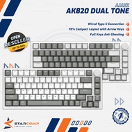 Ajazz AK820 Dual Tone 75% Mechanical Keyboard Wired White Backlight Grey Keycaps