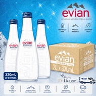 Evian SPARKLING Natural Mineral Water (Glass), 20 Bottles x 330ml (BBD: Mar 2028)