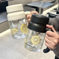 Glass water cup with handle and lid, large capacity filter basket 800ml 1000ml
