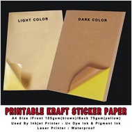 (100pcs) Printable Kraft sticker paper &amp; sticker paper matte / glossy A4 size for inkjet print