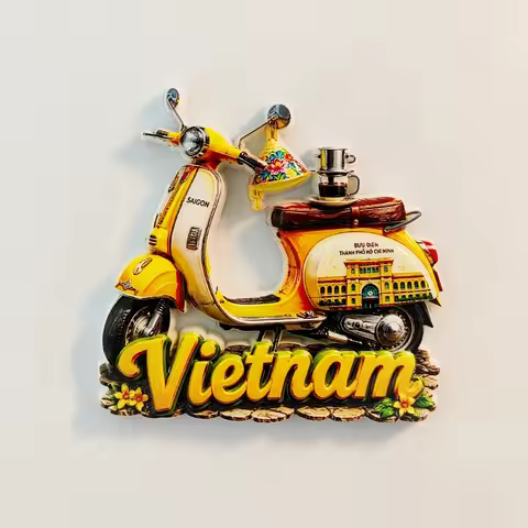 Vietnam, motorcycles, coffee,3D Stereoscopic，Tourism souvenirs，Resin painting，Decoration home，Refrig