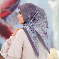 L☎37 (0_0) Hijab Segi Empat Voal Motif Merak Ungu Kerudung Jilbab