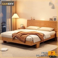 SANSHY Oak Bed Frame Solid Wood Bed Frame Bed Frame With Mattress Super Single/Queen/King Bed Frame 