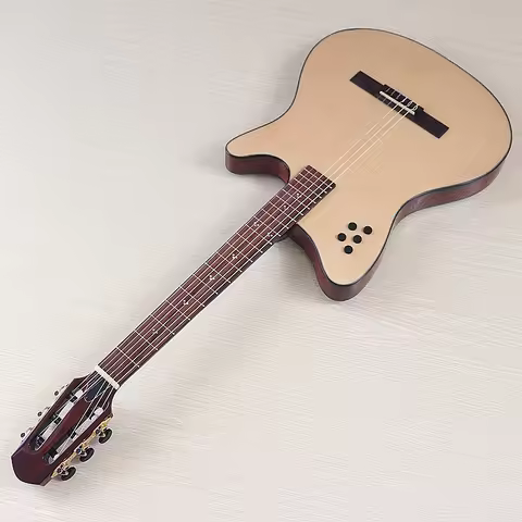 40inch Silent Classic Guitar Thin Body 6 String Spruce Wood Top High Gloss Classic Silent Guitar Nat