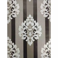 Wallpaper Dinding Motif Batik Silver Garis Hitam Abu abu Ukuran 10
