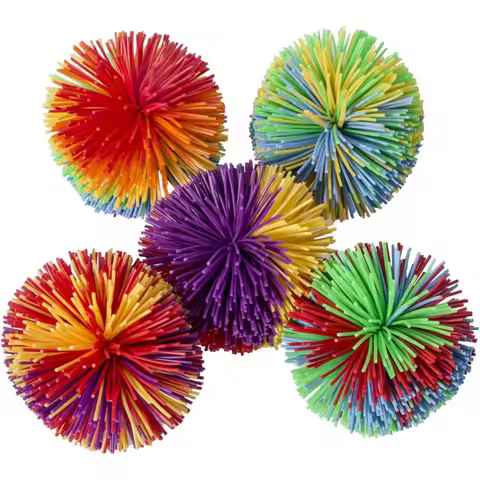 5 Pcs Monkey Stringy Balls, Great Sensory Toys Stress Balls, Rainbow Pom Bouncy Balls Games 90s Toys