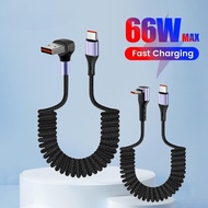 Twitch 0.2M-1.2M Retractable 66W Max Fast Charging Elbow USB A to Type C Cable Nylon Braided Type C 