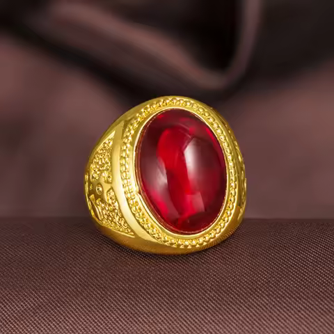 Men's 24K Gold AU999 Agate Adjustable Ring | Embossed auspicious light with glow coating, showstoppi