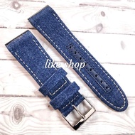 Tali Strap Original Guess W0040G6 Denim Jeans Watch Pria Asli Leather