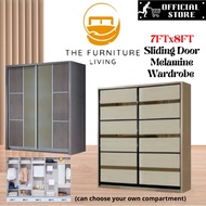 (INSTALLATION) 7FT X 8FT Height Custom Made Sliding Wardrobe/ Melamine Wardrobe /Almari Baju/ Anti J