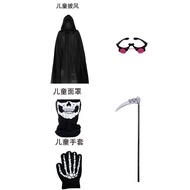 WGBAdult Kids Halloween Demon Ghosts Costume Dress Up Party Man Women Black Scream Death Demon Grim